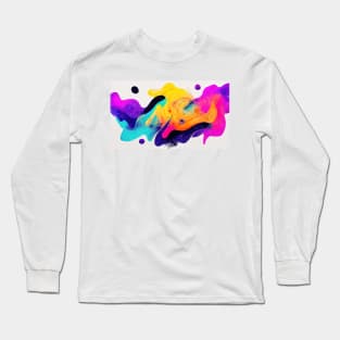Modern Contemporary Abstract Watercolor Colorful Multicolored Cosmic Splash Galaxy Long Sleeve T-Shirt